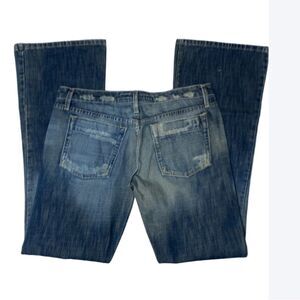 Joes Jeans Eno Flare Low Rise Distressed Faded Waist 31 x 33 Inseam Like New